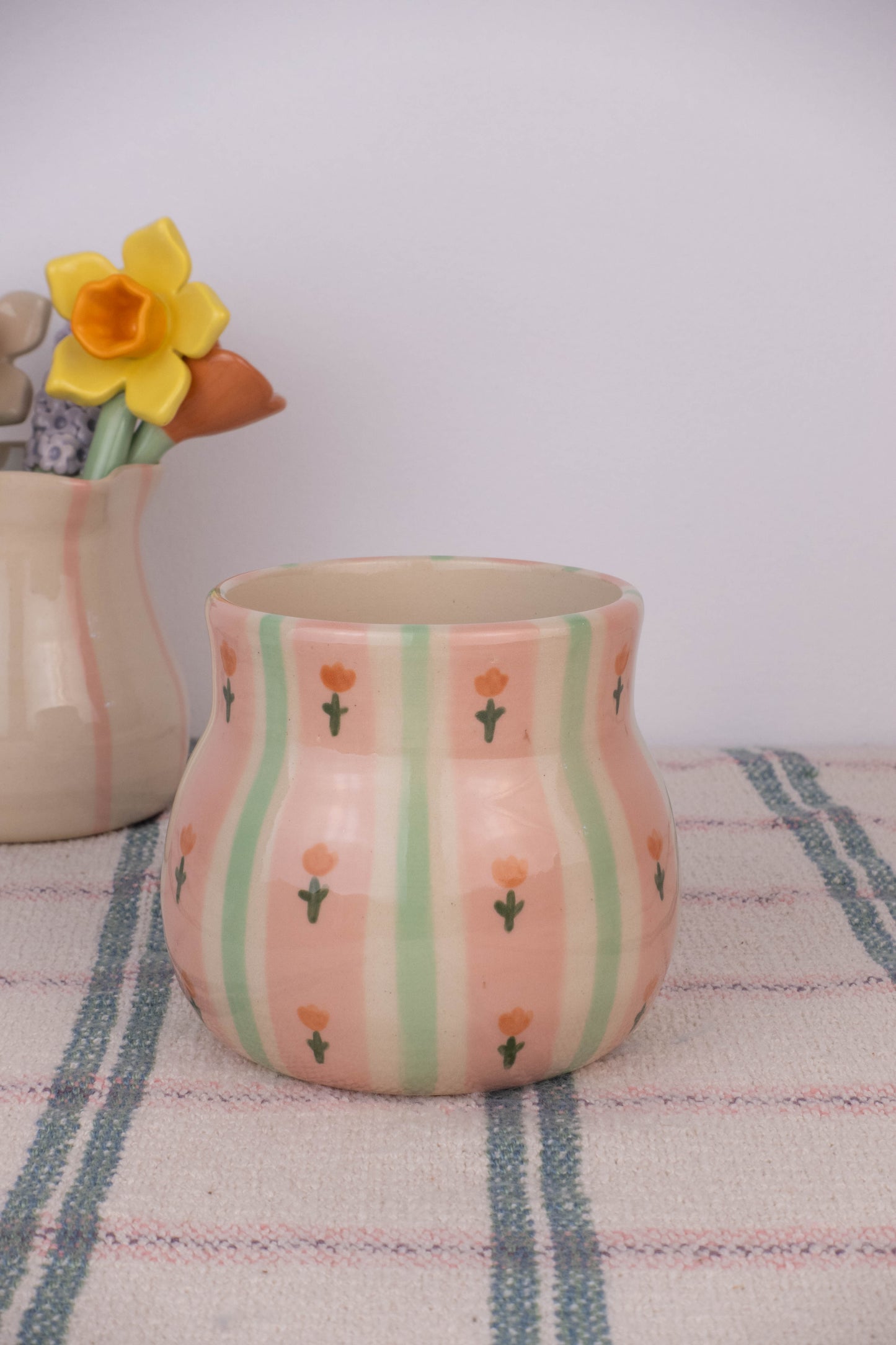 Green Wallpaper Round Vase