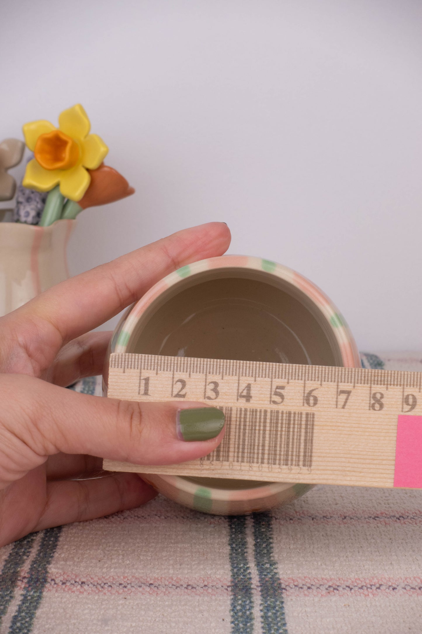 Green Wallpaper Round Vase