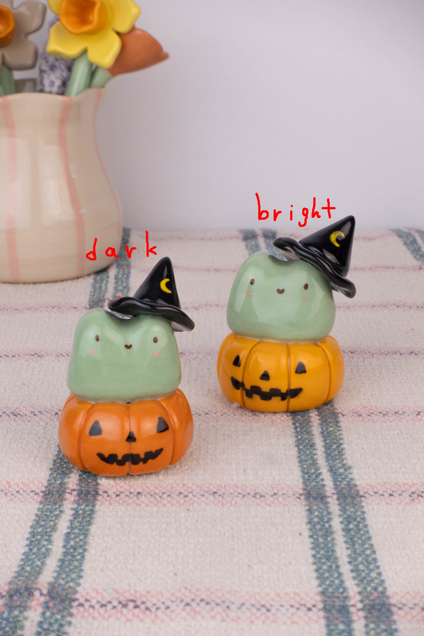 Mini Witch Frog on Pumpkin