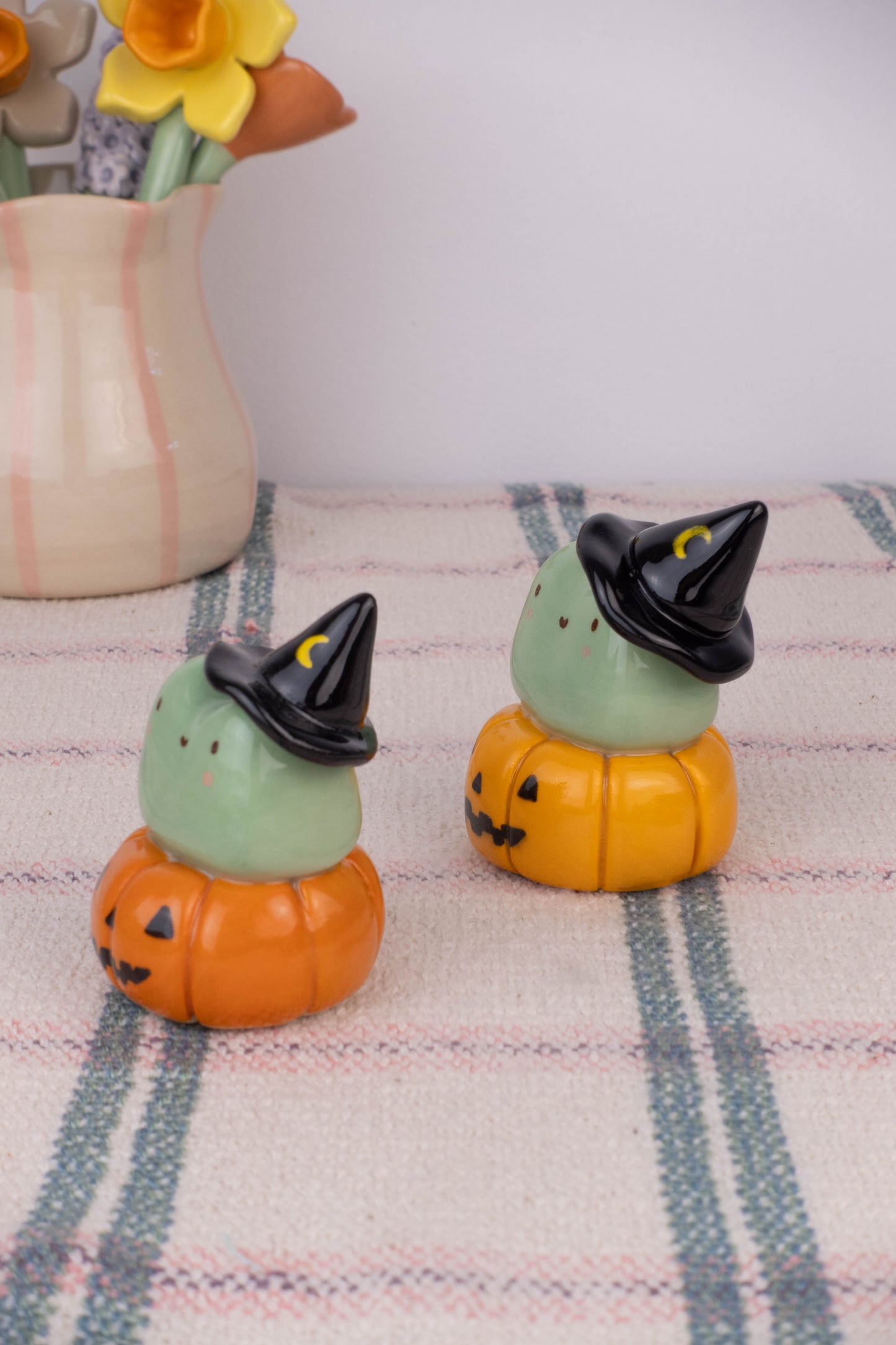 Mini Witch Frog on Pumpkin