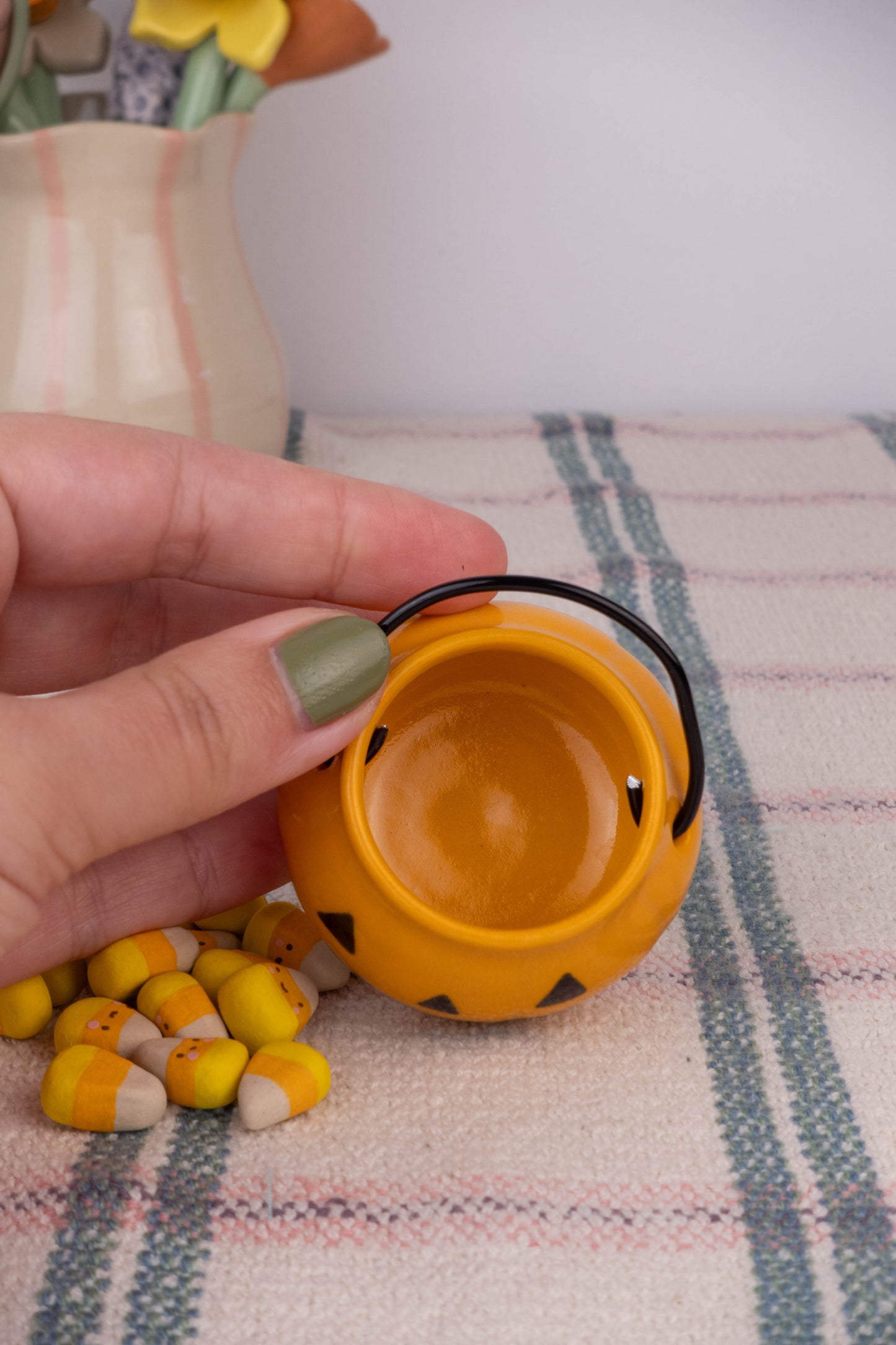 Pumpkin Basket with Candy Corn