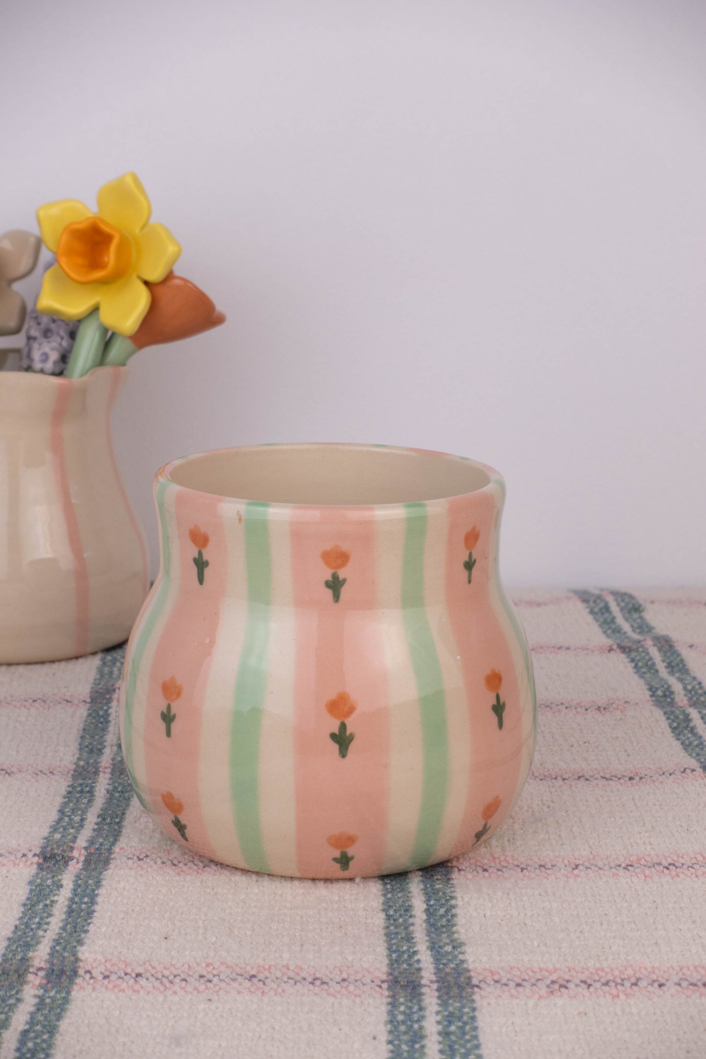 Green Wallpaper Round Vase