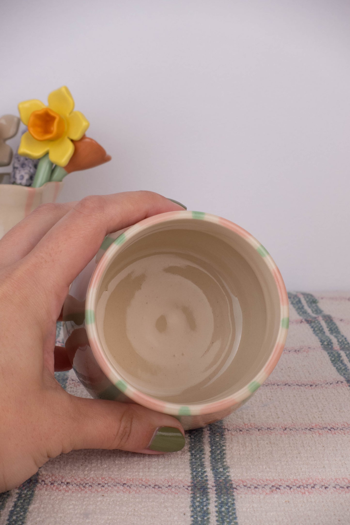 Green Wallpaper Round Vase