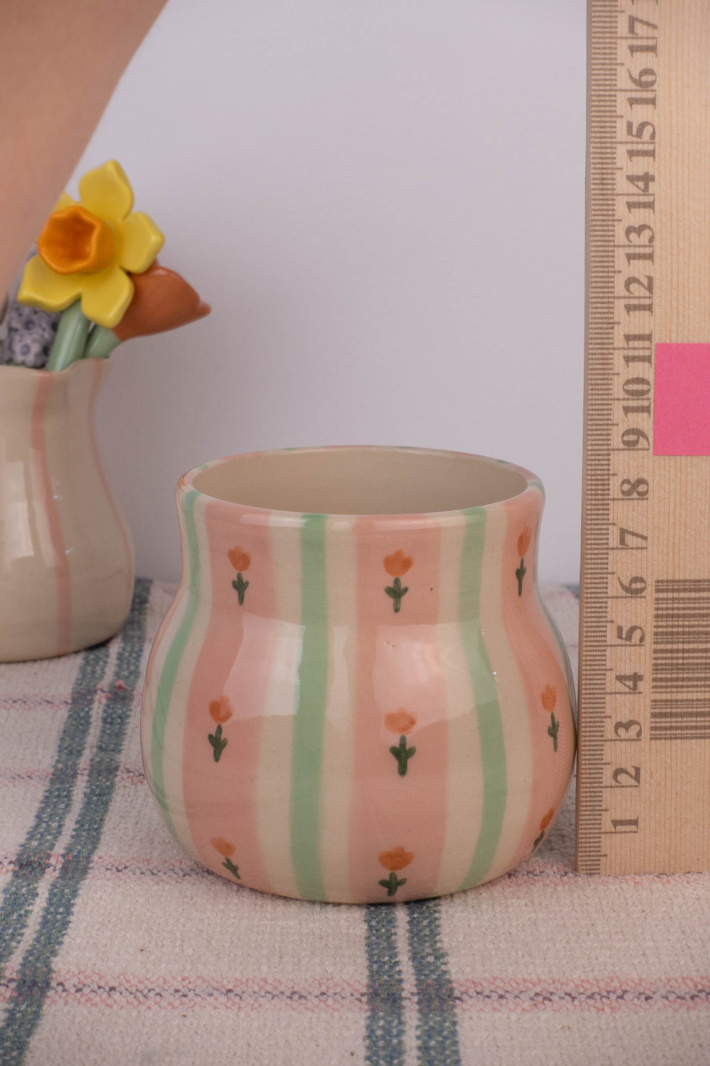 Green Wallpaper Round Vase
