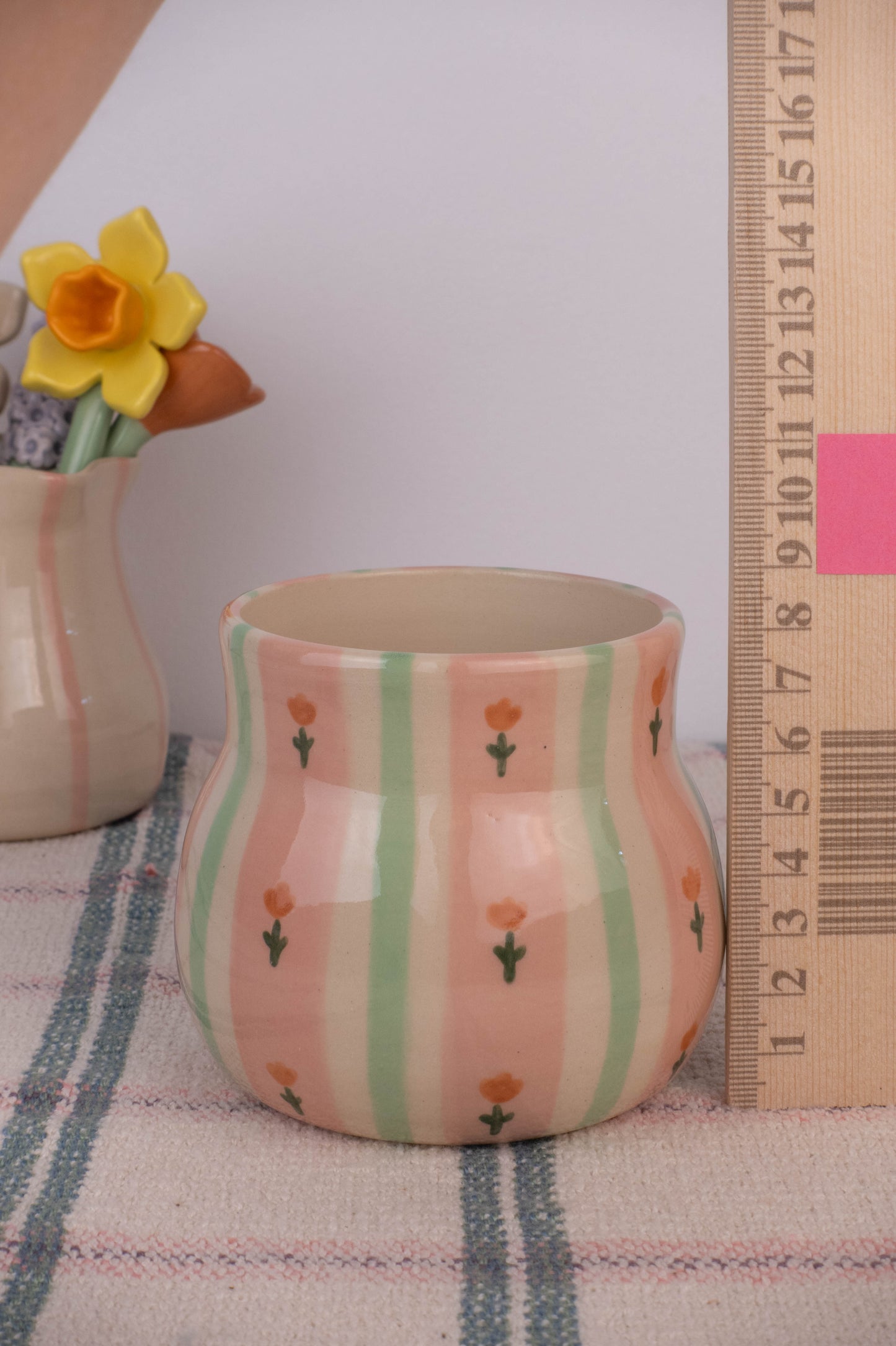 Green Wallpaper Round Vase