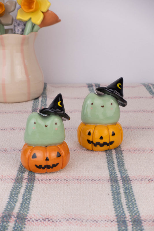 Mini Witch Frog on Pumpkin