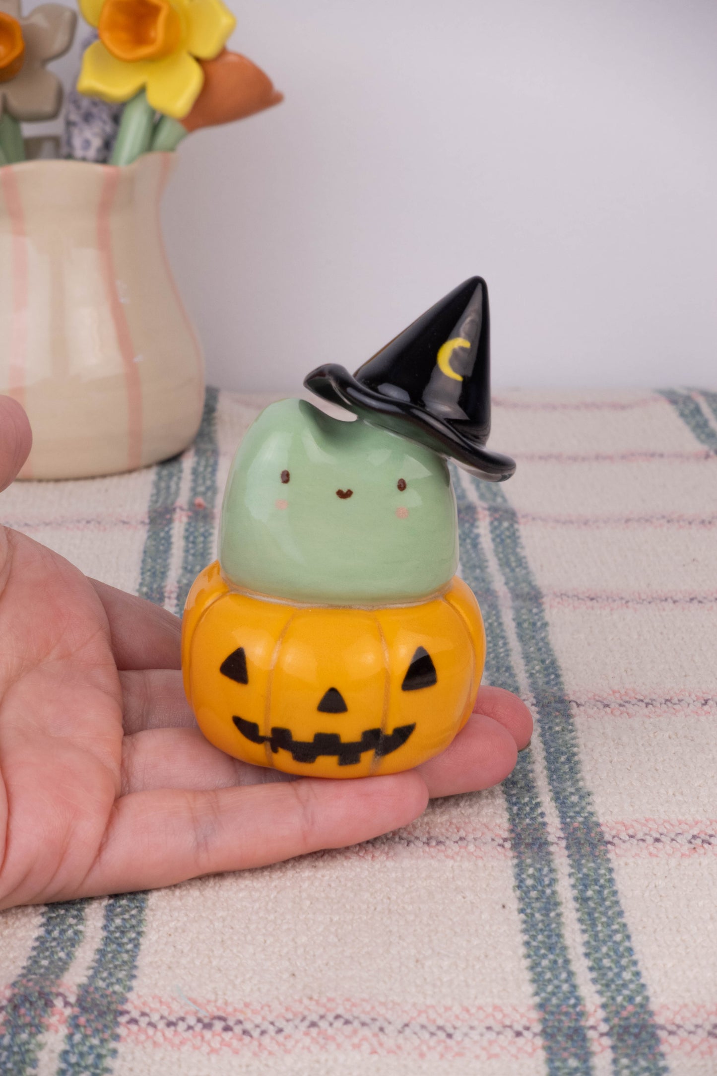 Witch Frog on Pumpkin