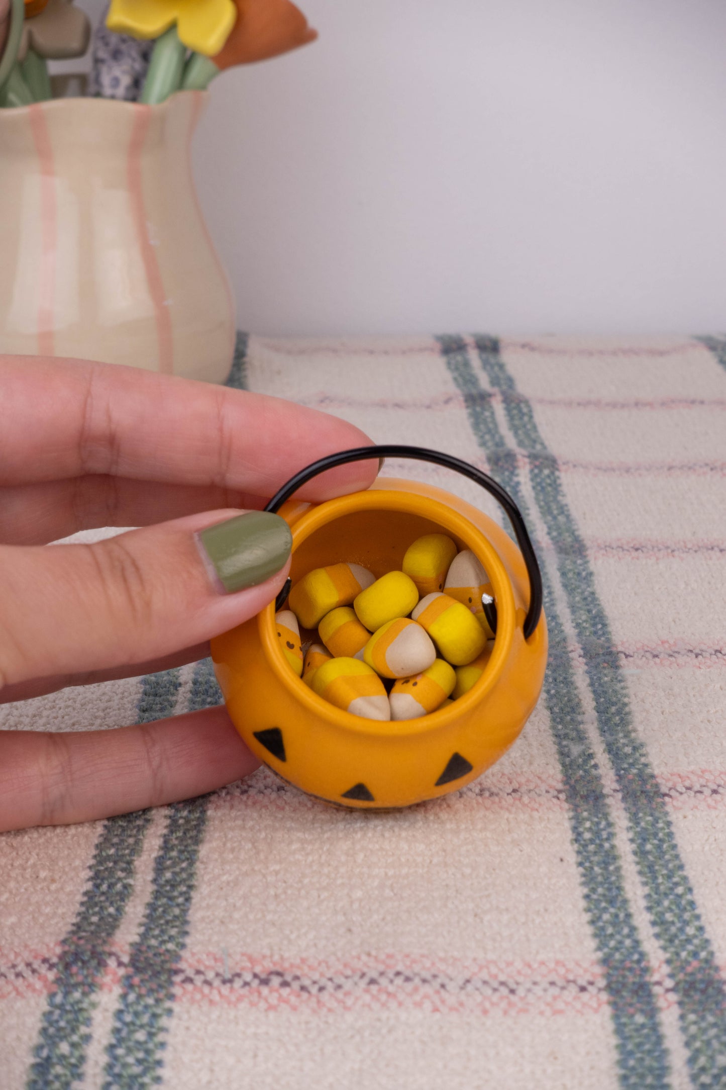 Pumpkin Basket with Candy Corn