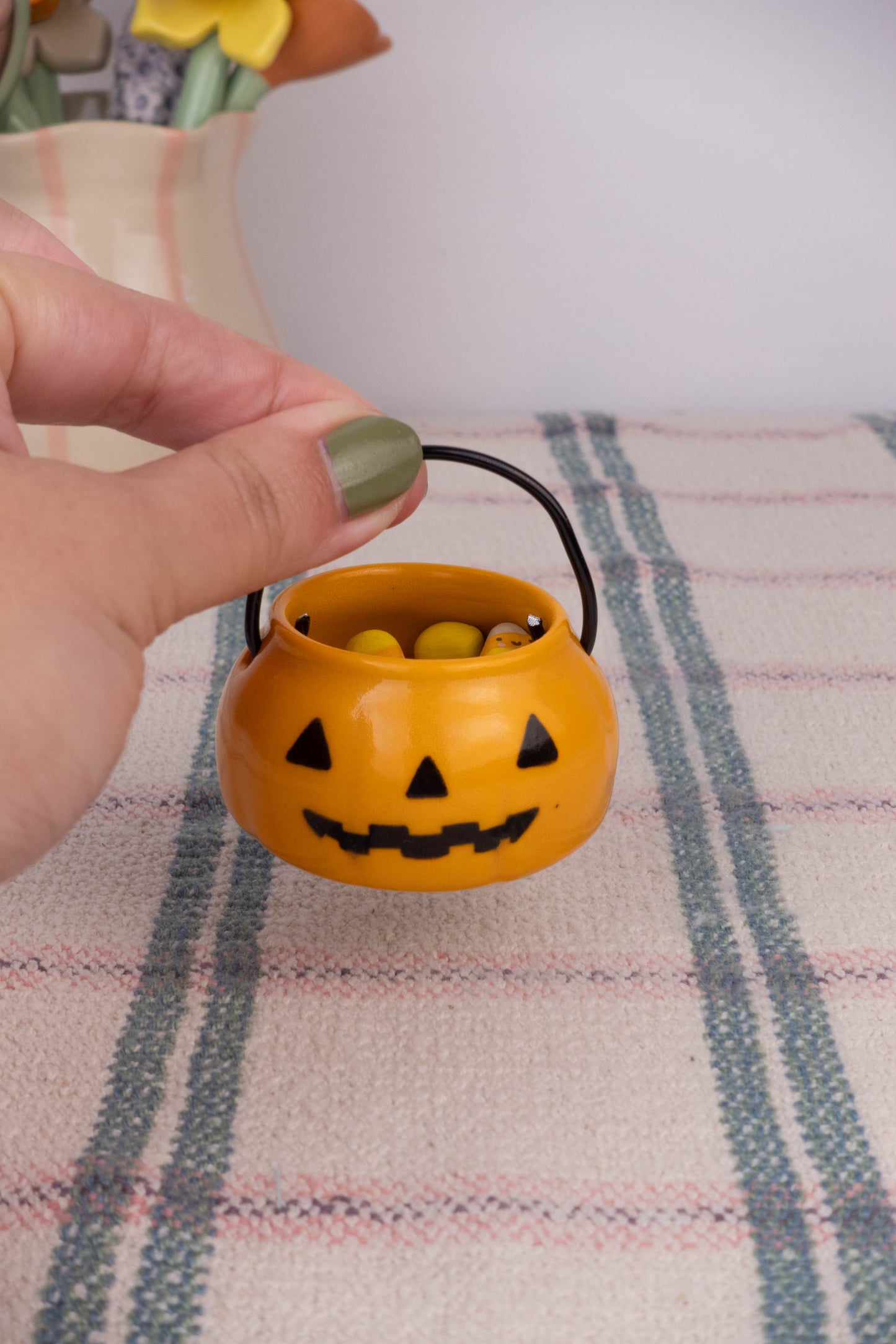 Pumpkin Basket with Candy Corn
