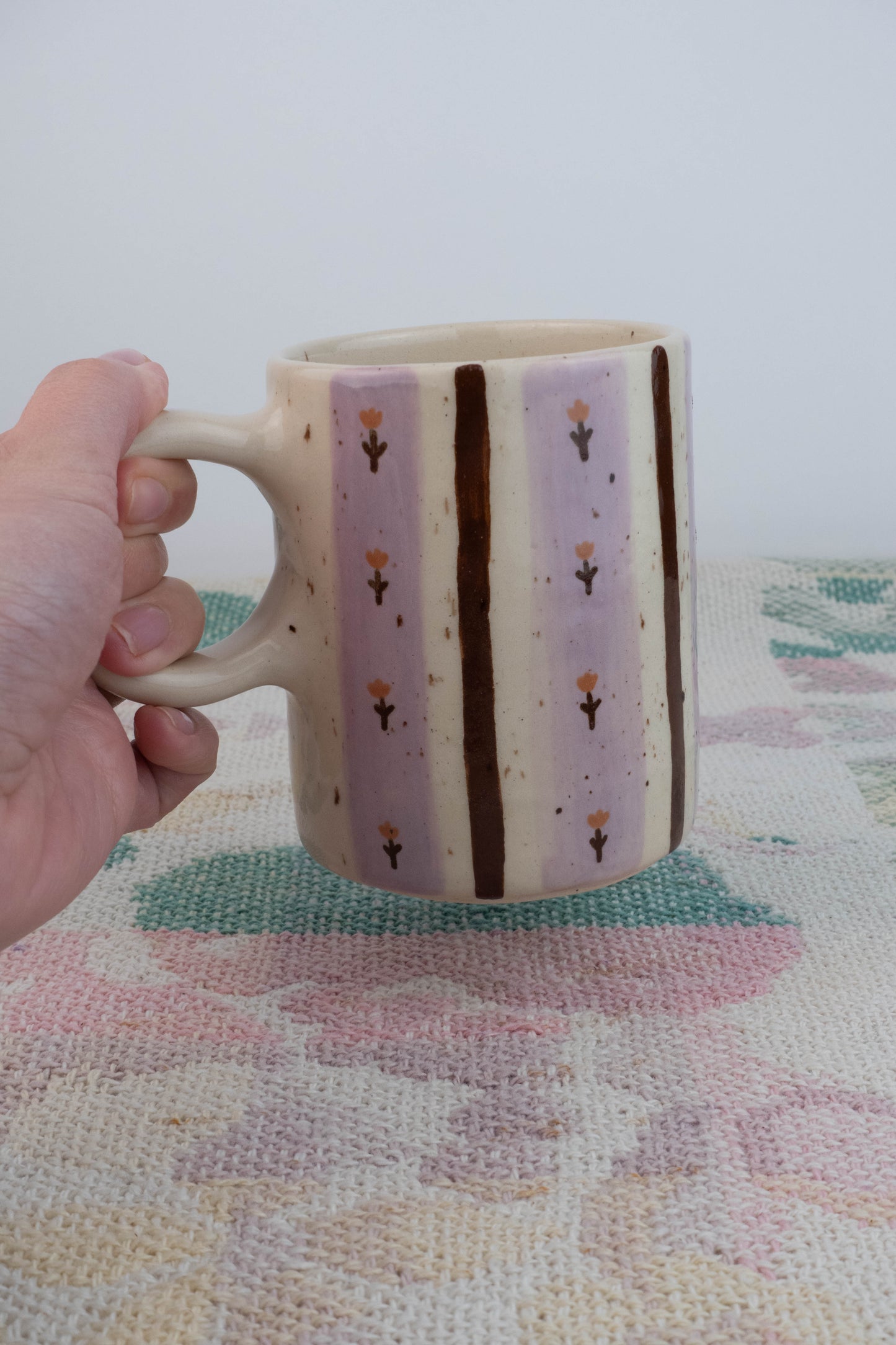 Tall Lavender/Brown Speckled Mug