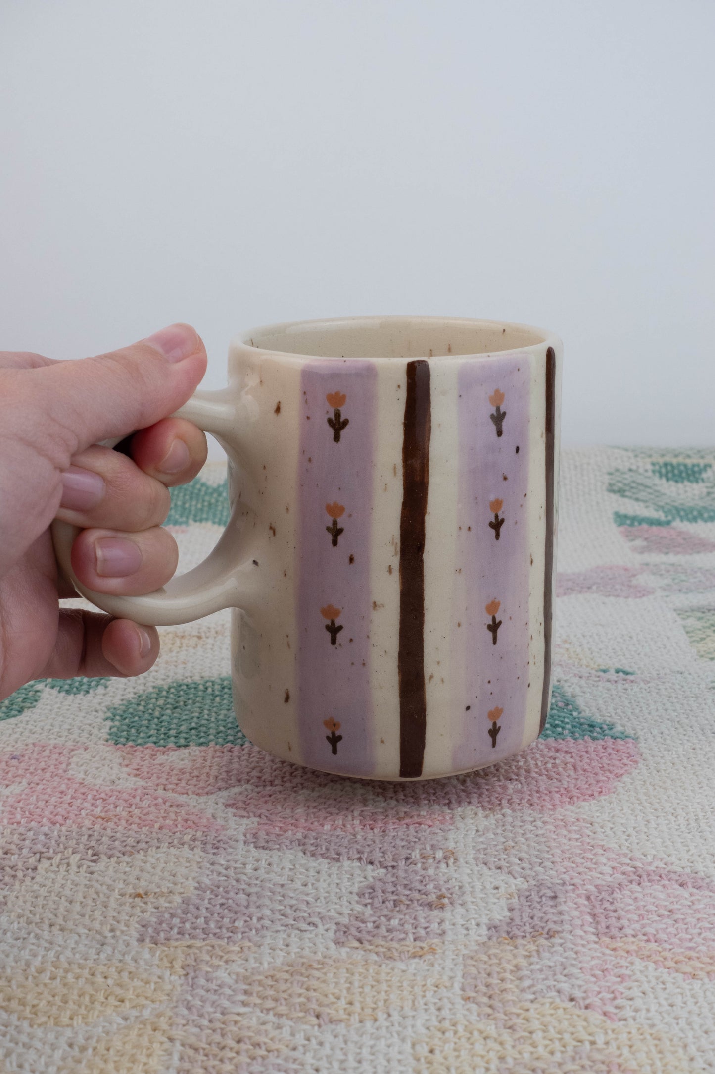 Tall Lavender/Brown Speckled Mug