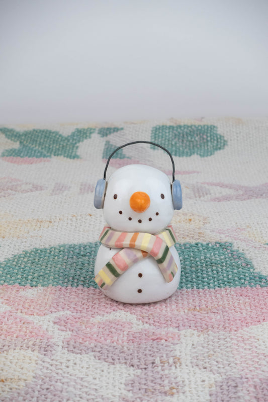 Mini Speckled Snowman with Earmuffs