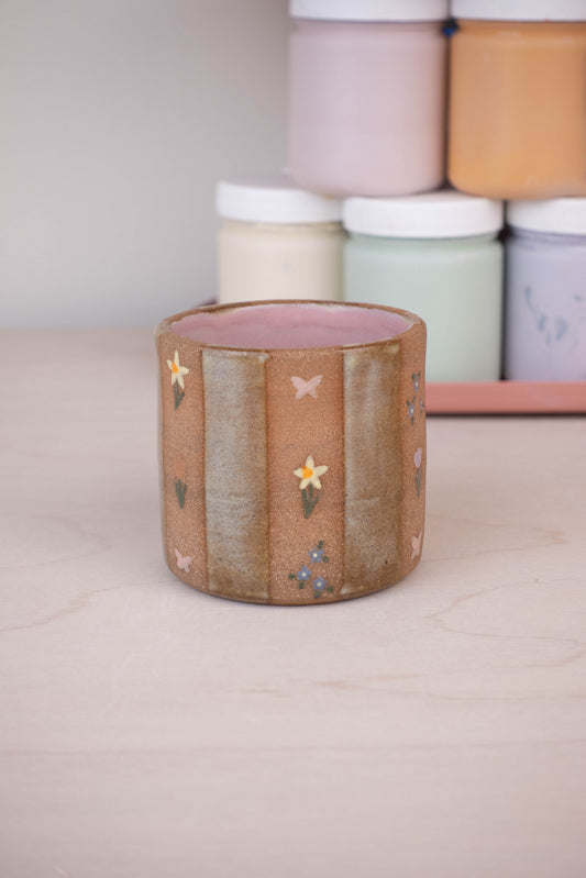 Yellow Flower Stripe Cup (Small)