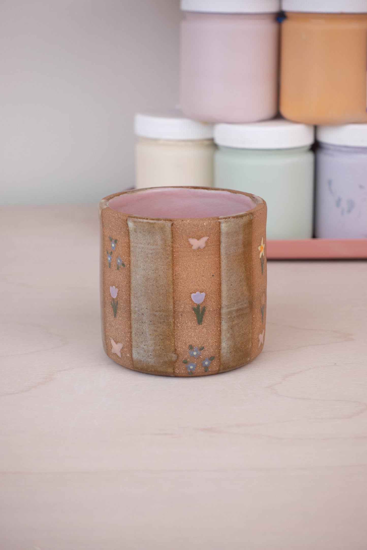 Yellow Flower Stripe Cup (Small)