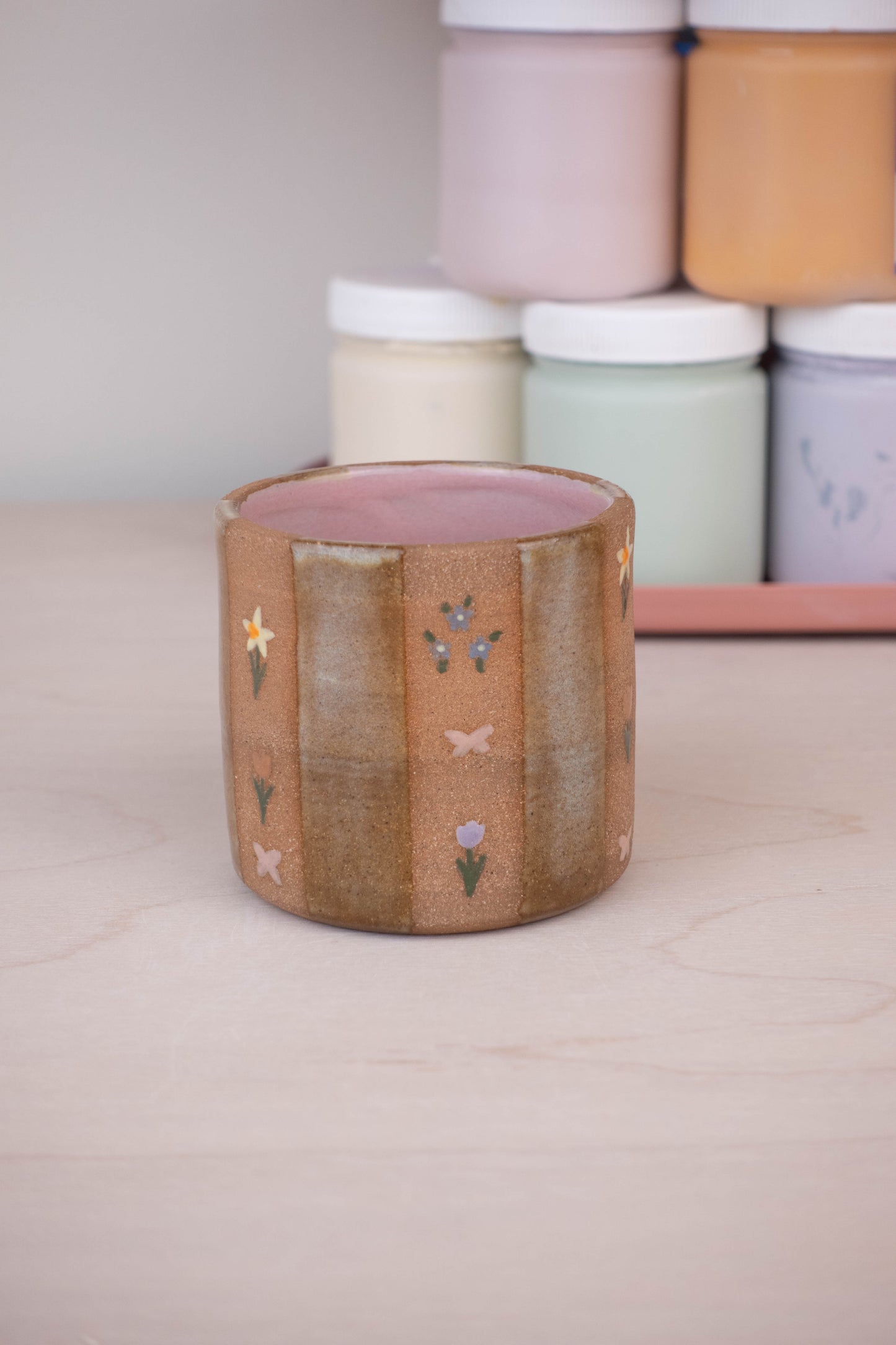 Yellow Flower Stripe Cup (Small)