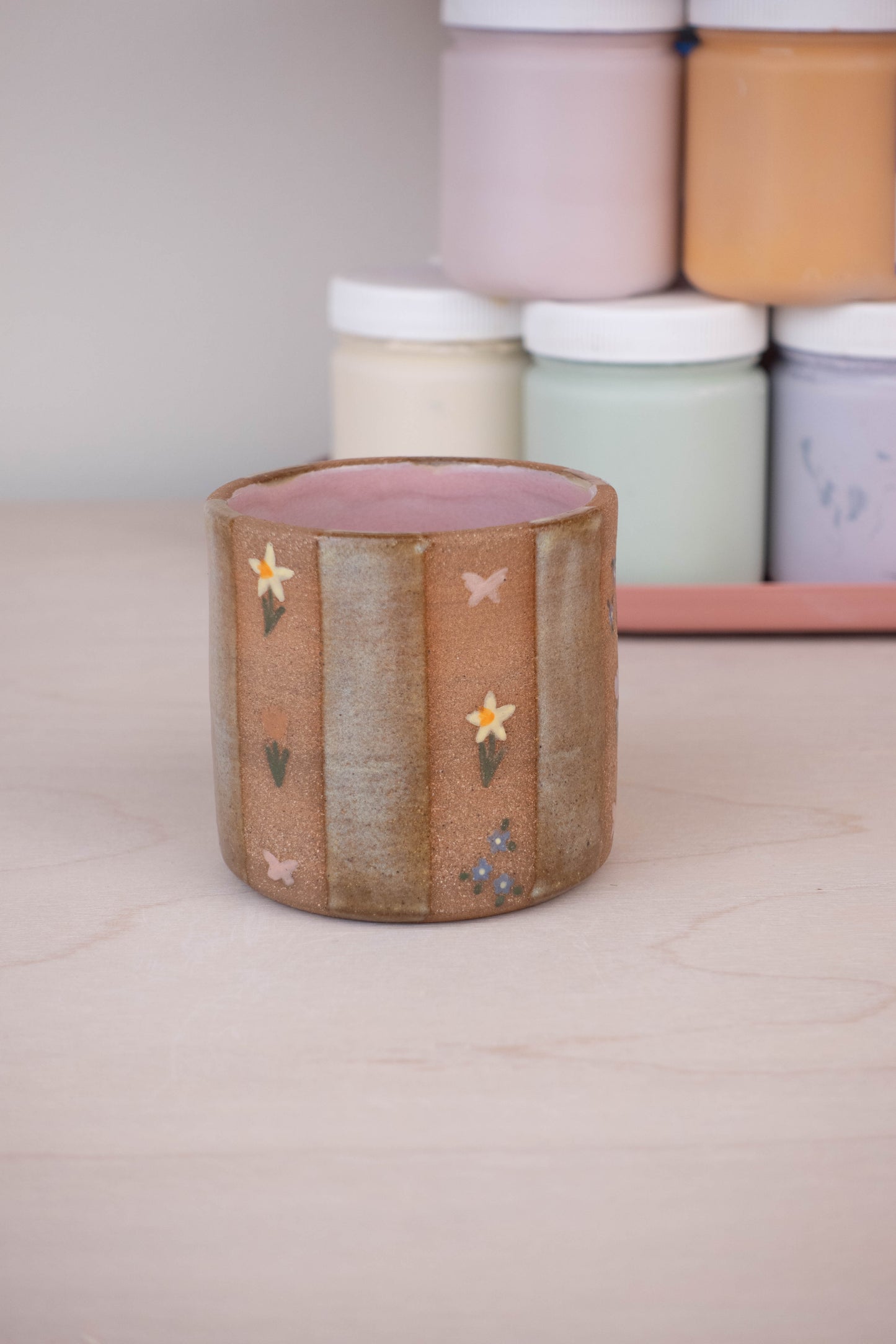 Yellow Flower Stripe Cup (Small)