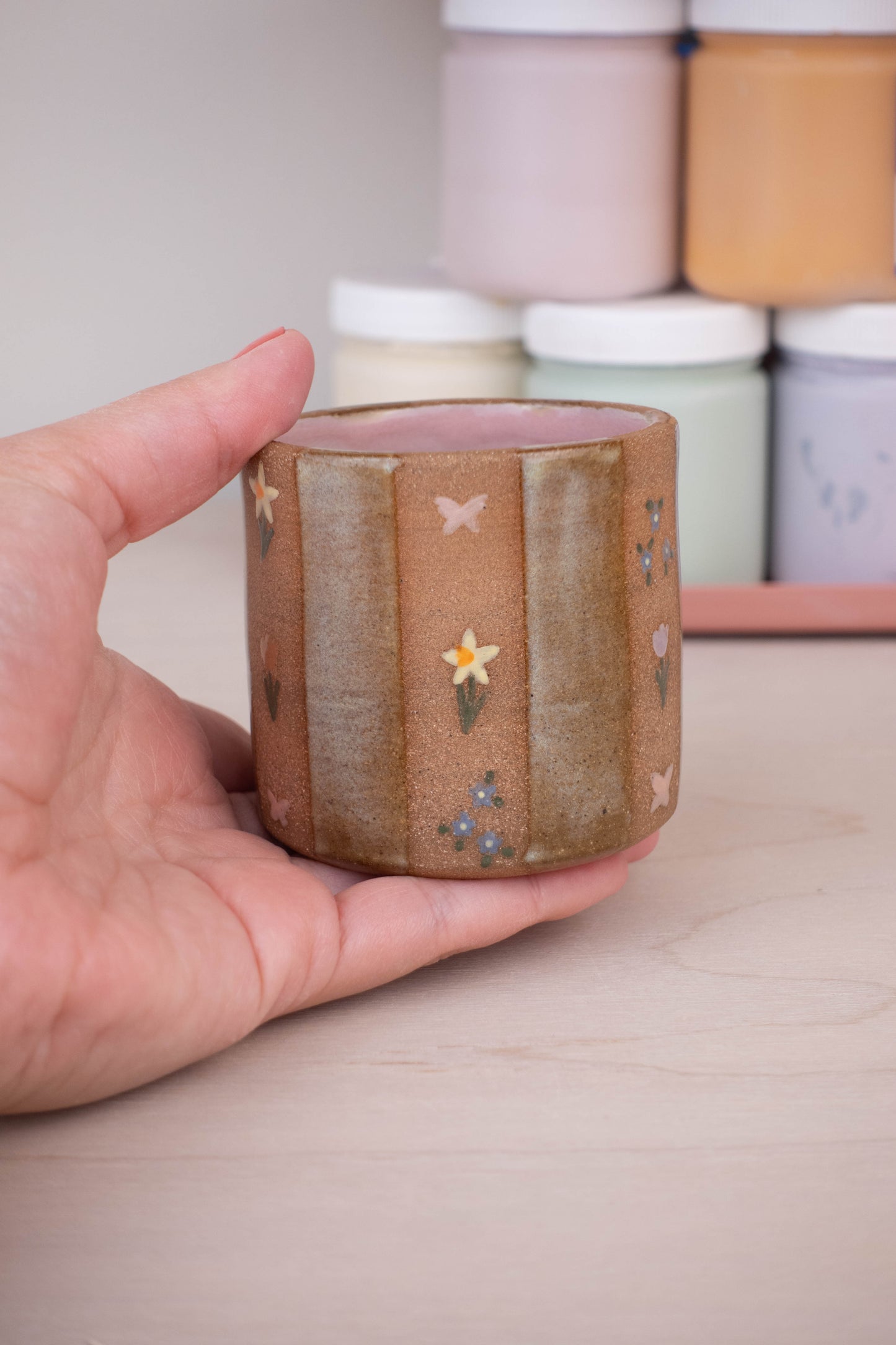 Yellow Flower Stripe Cup (Small)