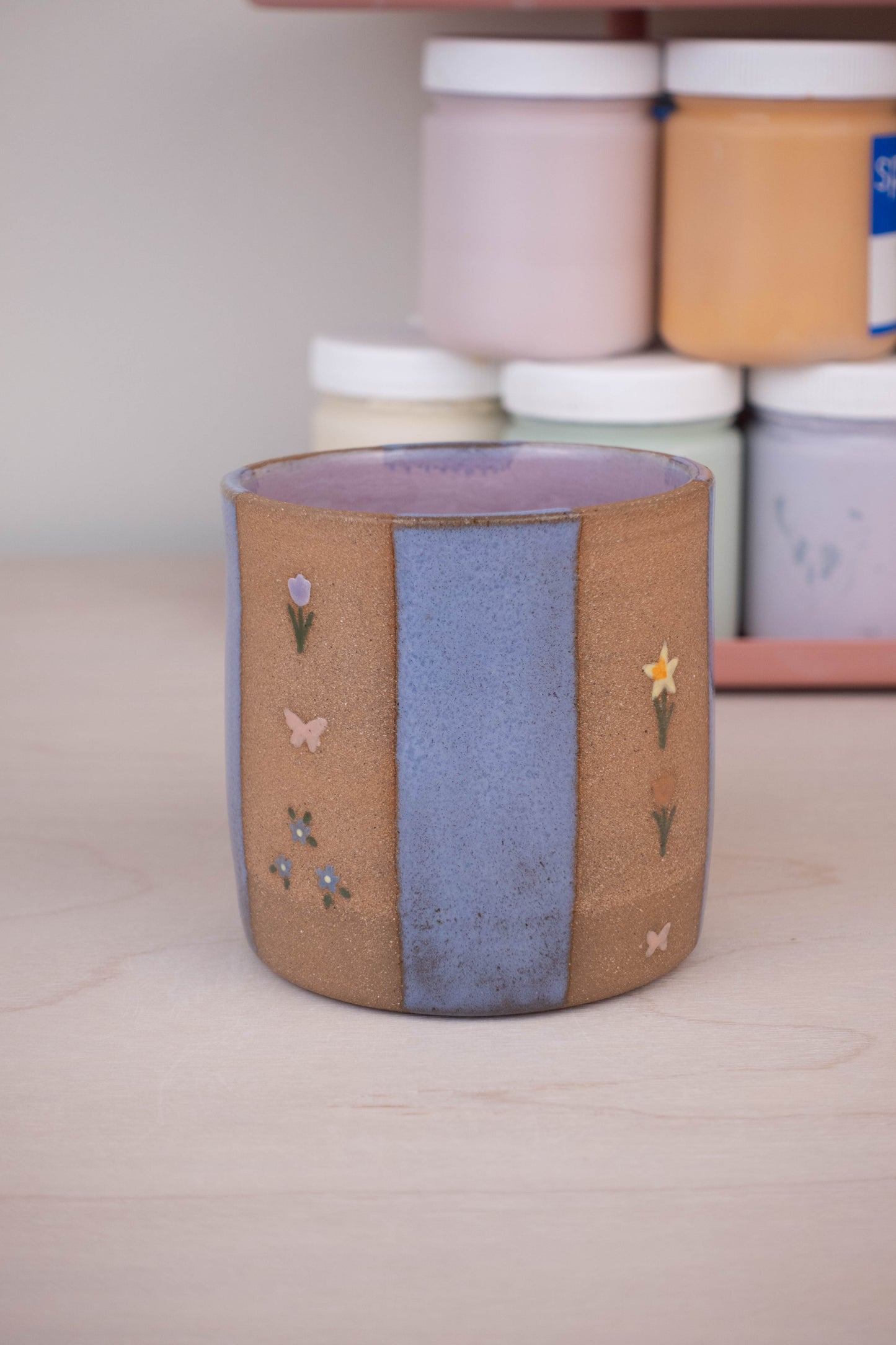 Lavender Stripe Flower Cup