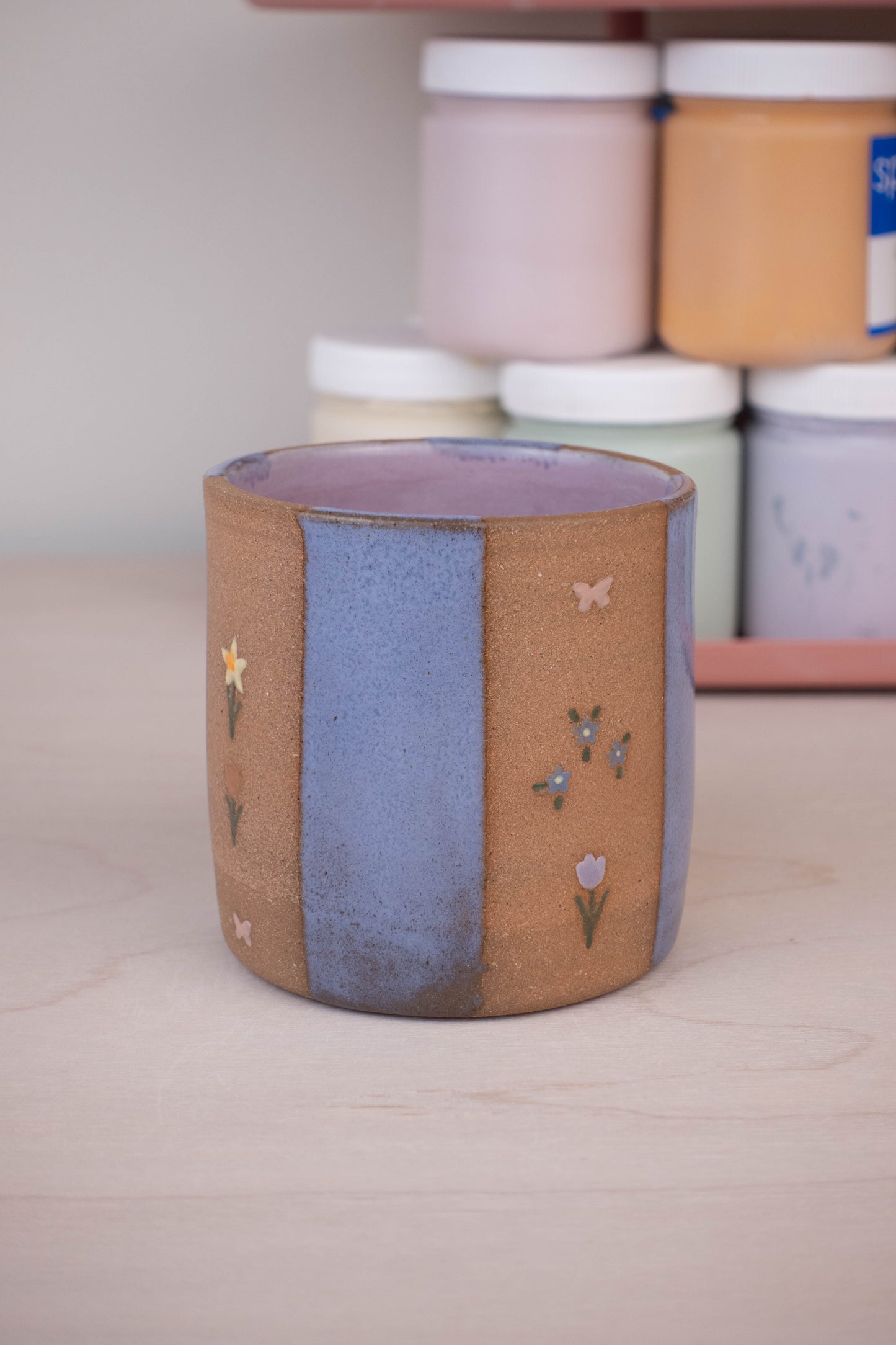 Lavender Stripe Flower Cup