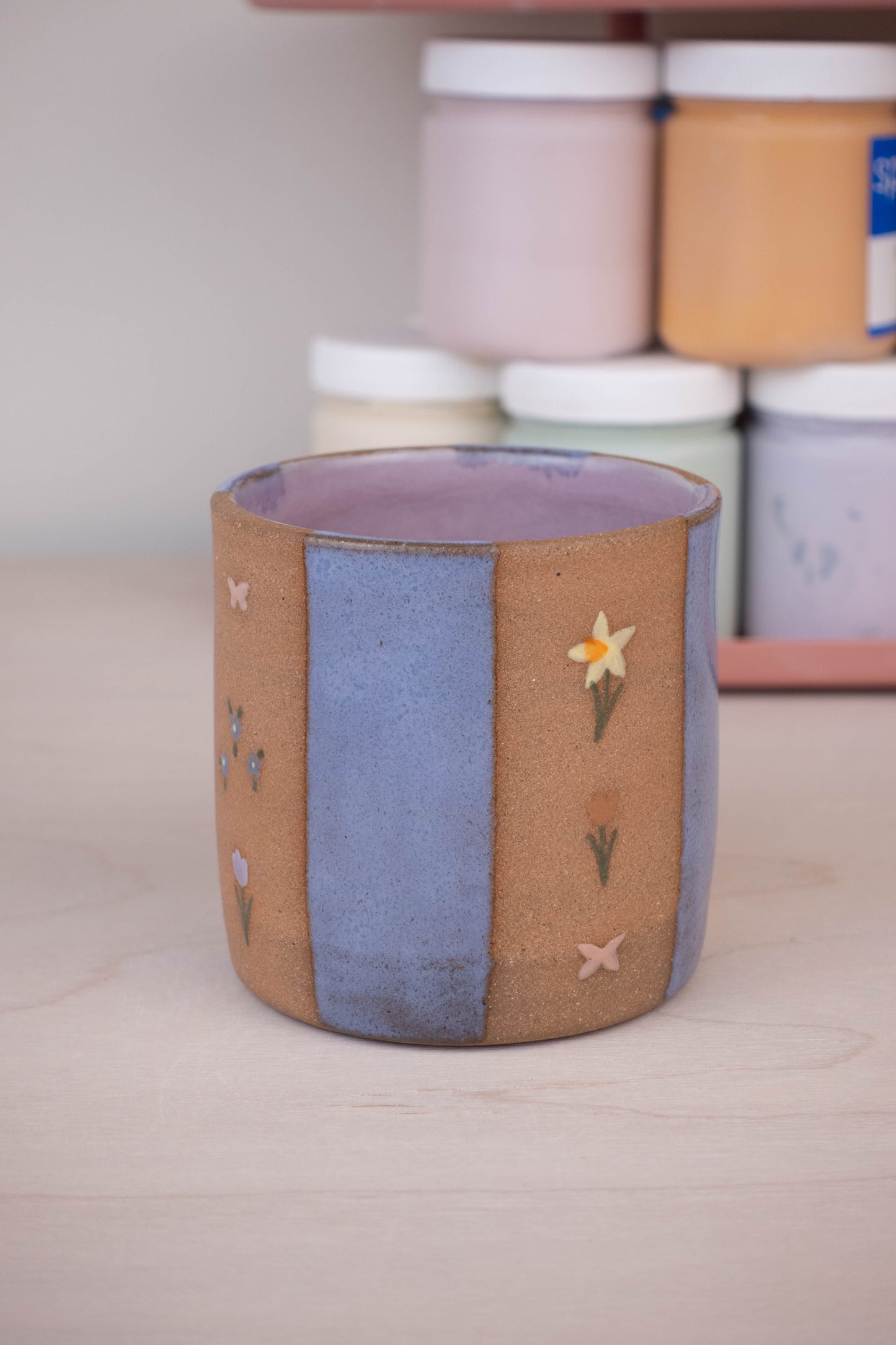 Lavender Stripe Flower Cup