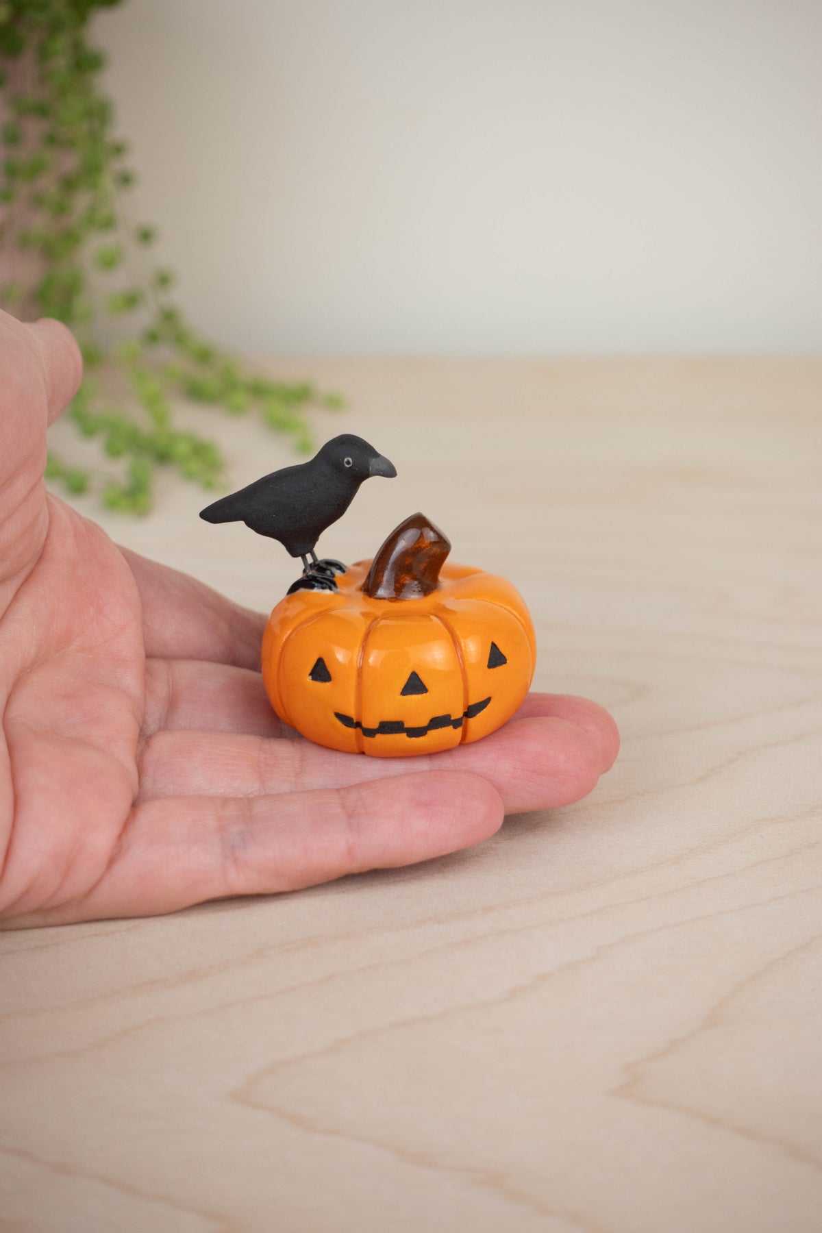 Bird Model: American Crow on a Pumpkin