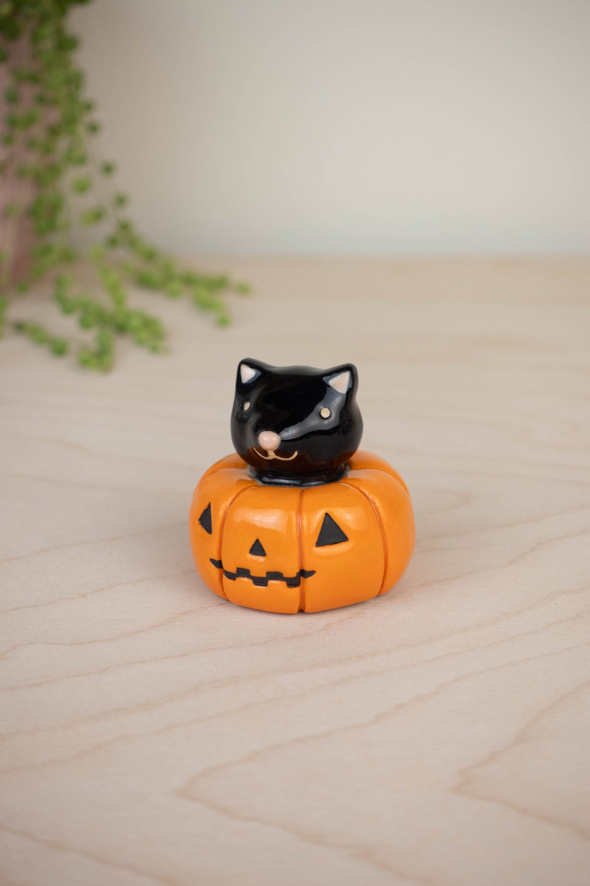 Mini Black Cat in a Pumpkin