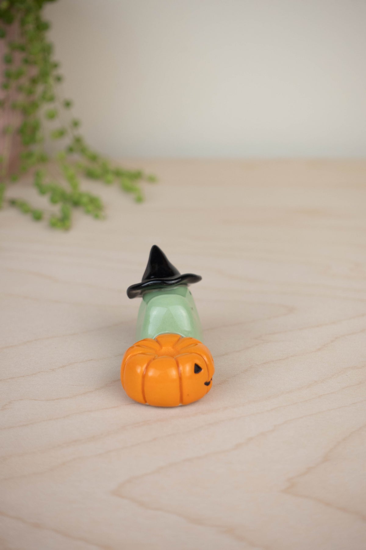 Witch Frog and Pumpkin Candle Holder