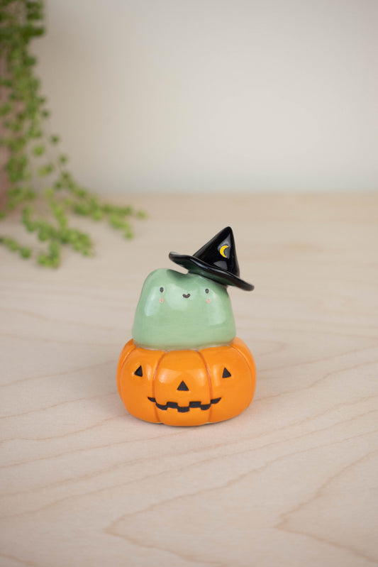 Witch Frog on Pumpkin