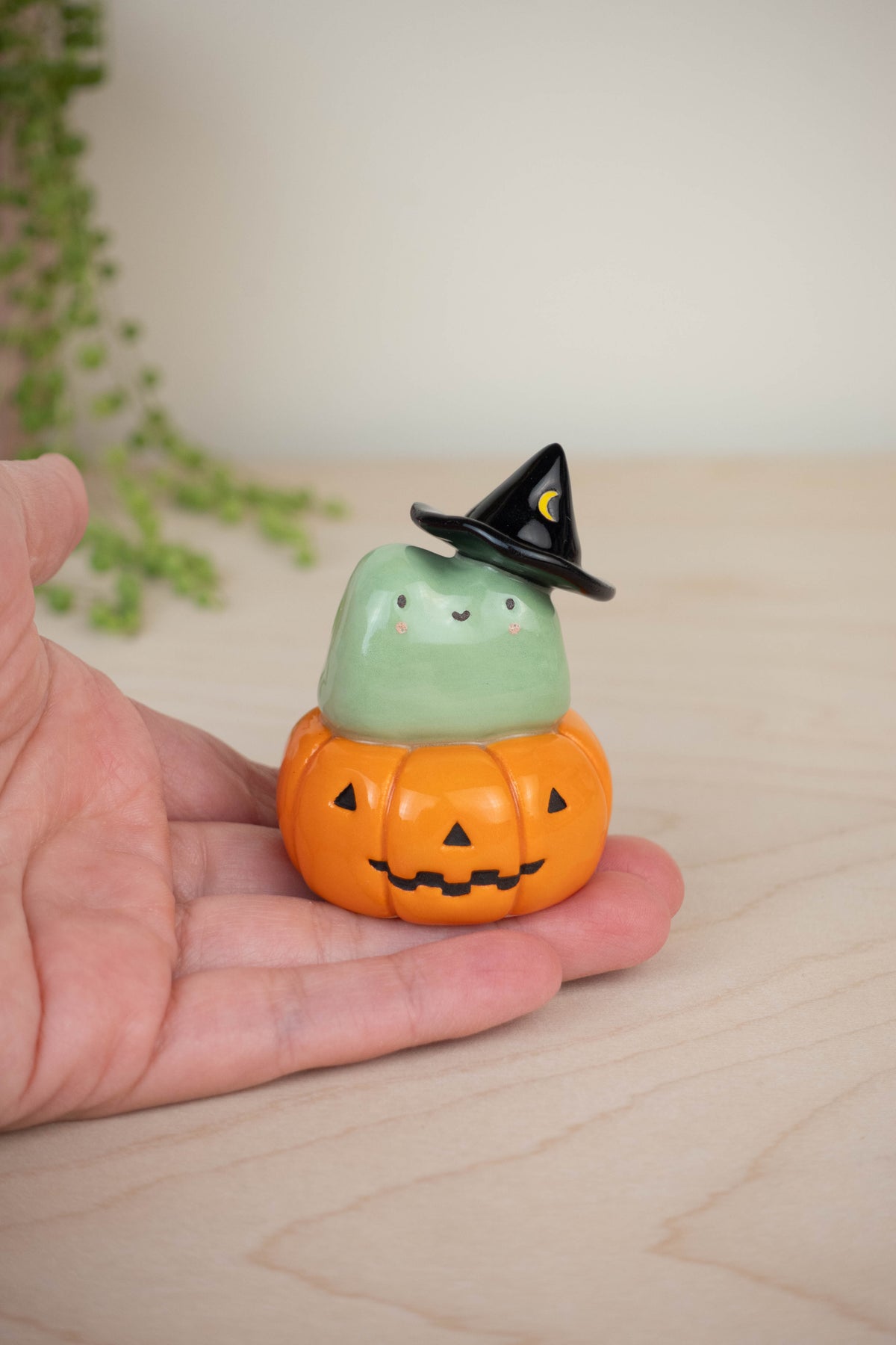 Witch Frog on Pumpkin
