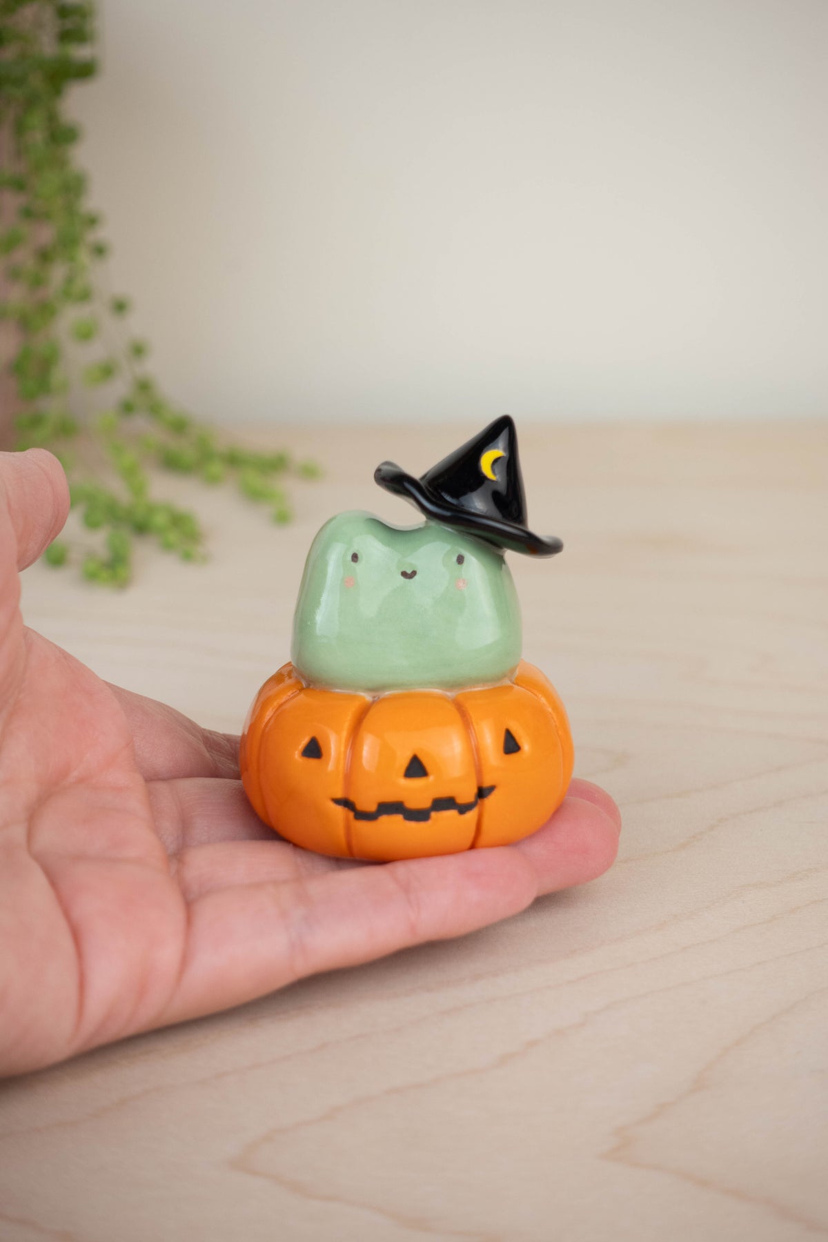 Witch Frog on Pumpkin
