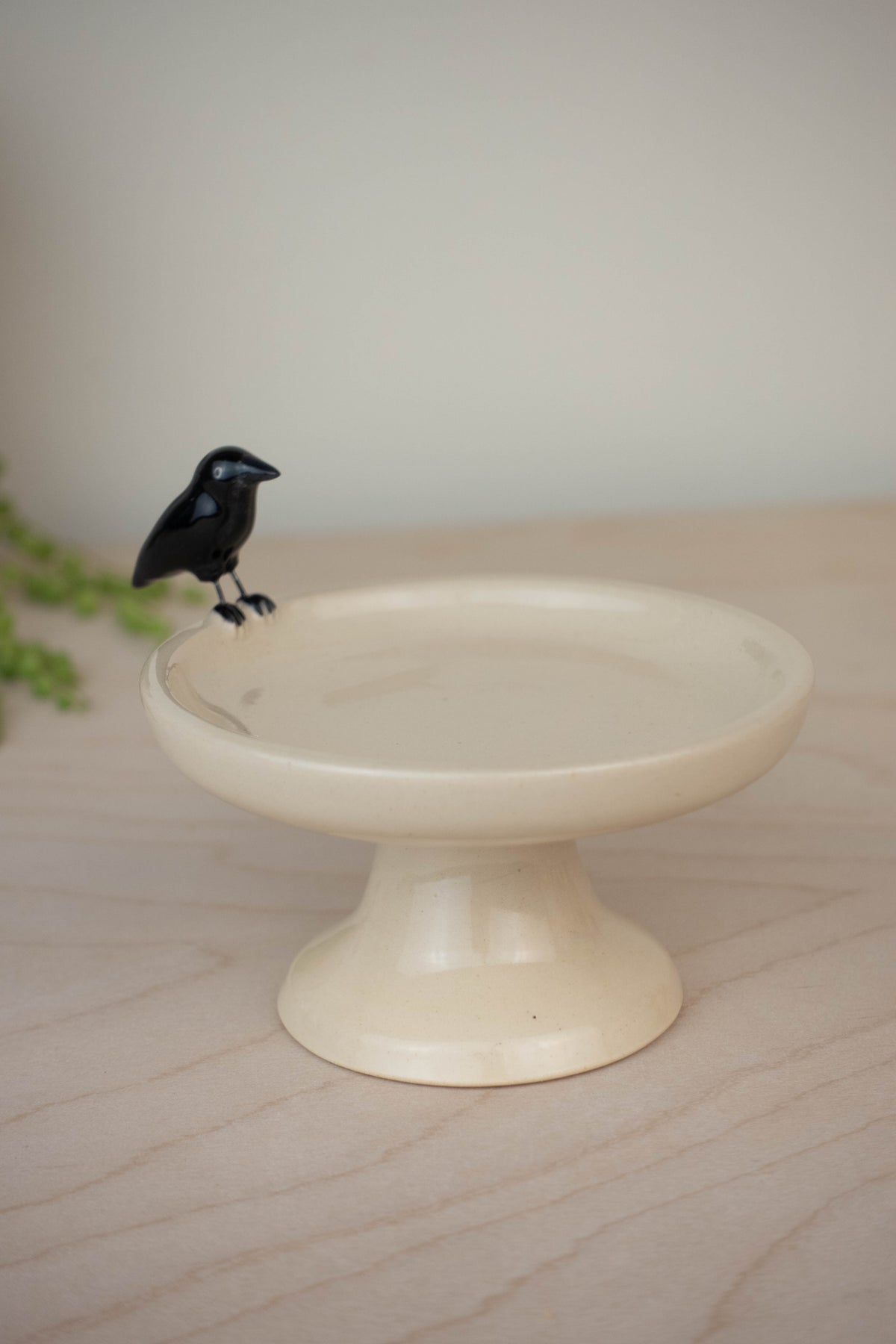 Bird Bath Pedestal Dish (American Crow)